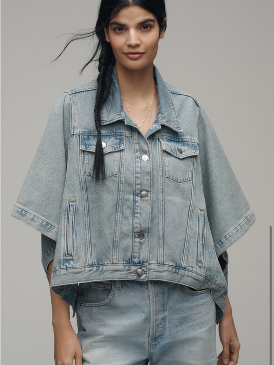 Pilcro Jackets & Blazers - The Weston Cape Denim Boyfriend Jacket